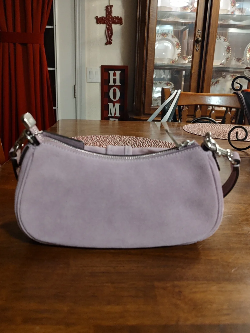 Coach Ashton Pink Suede Shoulder Bag with Front Buckle